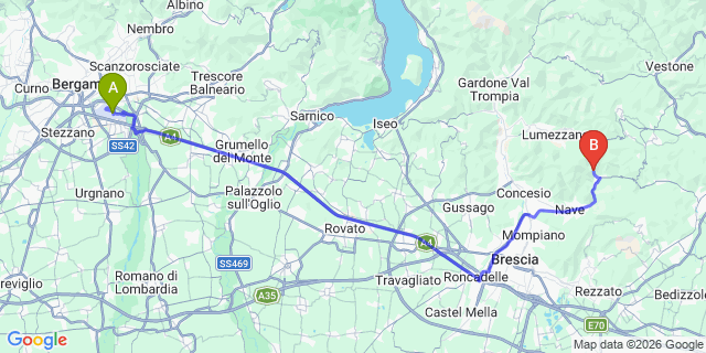 Map: Milan Bergamo Airport (BGY) to Rezzato