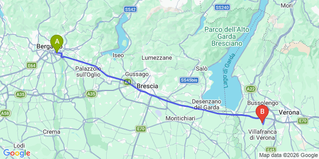 Map: Milan Bergamo Airport (BGY) to Riva del Garda