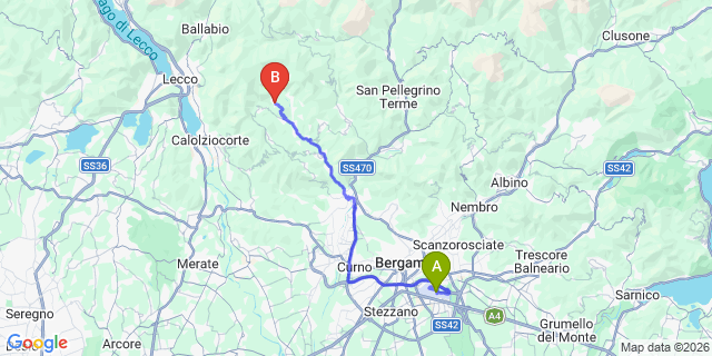 Map: Milan Bergamo Airport (BGY) to Rota Dimagna