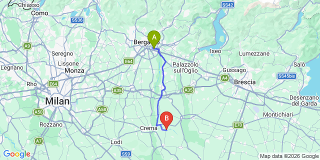 Map: Milan Bergamo Airport (BGY) to Salvirola