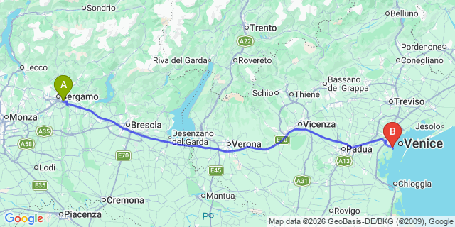 Map: Milan Bergamo Airport (BGY) to San Candido