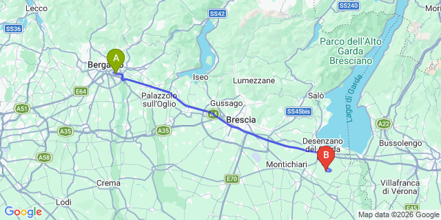 Map: Milan Bergamo Airport (BGY) to San Felice del Benaco