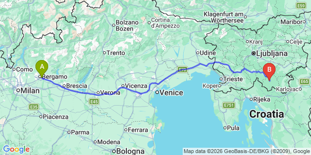 Map: Milan Bergamo Airport (BGY) to San Nazzaro