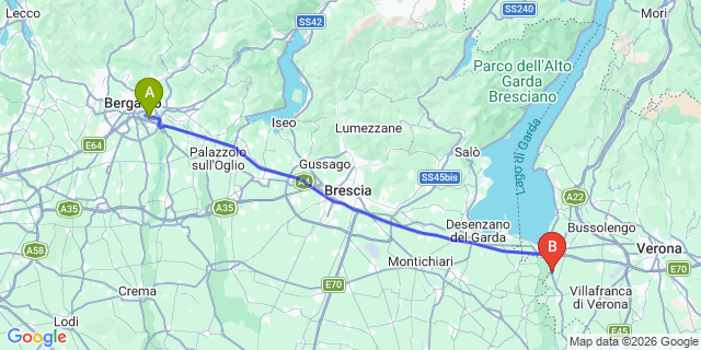 Map: Milan Bergamo Airport (BGY) to San Zeno di Montagna