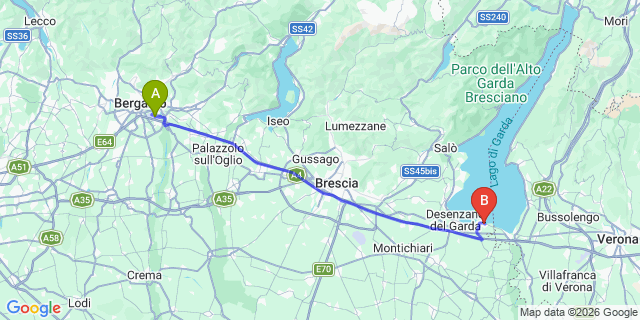 Map: Milan Bergamo Airport (BGY) to Santa Maria di Lugana
