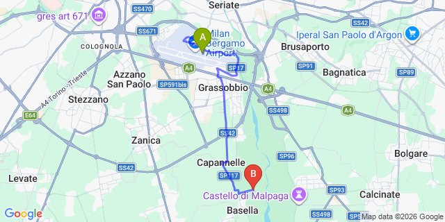 Map: Milan Bergamo Airport (BGY) to Scanzorosciate
