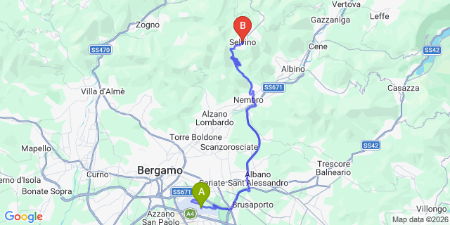 Map: Milan Bergamo Airport (BGY) to Selvino