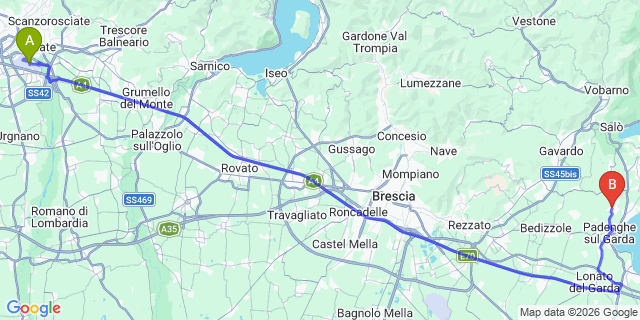 Map: Milan Bergamo Airport (BGY) to Soiano