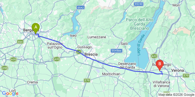 Map: Milan Bergamo Airport (BGY) to Sona