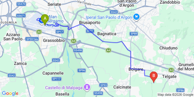 Map: Milan Bergamo Airport (BGY) to St Moritz