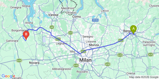Map: Milan Bergamo Airport (BGY) to Stresa