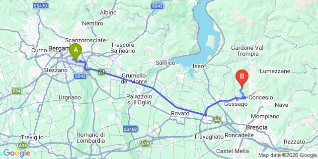 Map: Milan Bergamo Airport (BGY) to Tirano