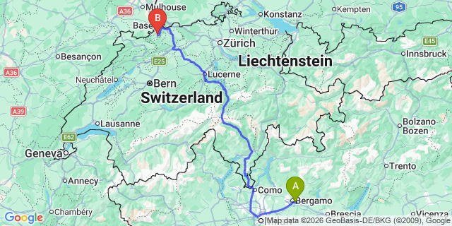 Map: Milan Bergamo Airport (BGY) to Torgnon