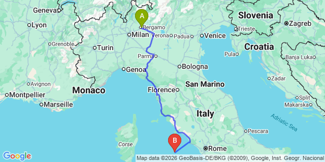 Map: Milan Bergamo Airport (BGY) to Trento