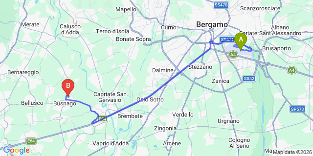 Map: Milan Bergamo Airport (BGY) to Truccazzano