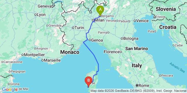 Map: Milan Bergamo Airport (BGY) to Varese