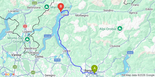 Map: Milan Bergamo Airport (BGY) to Vercana