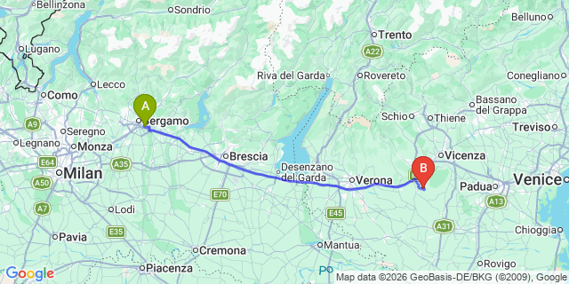 Map: Milan Bergamo Airport (BGY) to Vipiteno