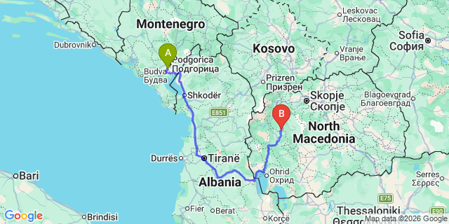 Map: Podgorica Airport (TGD) to Dobra Voda