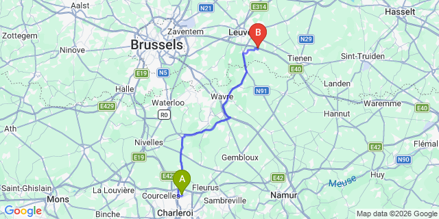 Map: Charleroi Airport Brussels South (CRL) to Aalsmeer