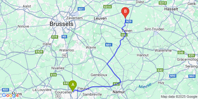 Map: Charleroi Airport Brussels South (CRL) to Attenrode