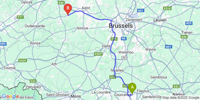 Map: Charleroi Airport Brussels South (CRL) to Borsbeke