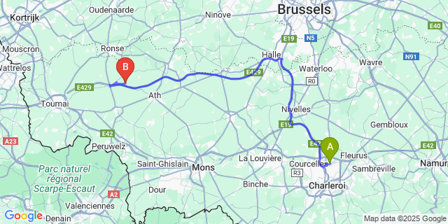 Map: Charleroi Airport Brussels South (CRL) to Buissenal