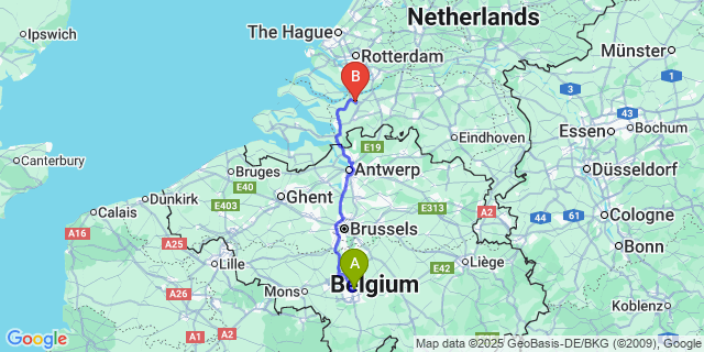 Map: Charleroi Airport Brussels South (CRL) to Fijnaart