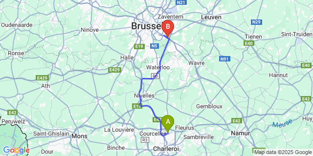 Map: Charleroi Airport Brussels South (CRL) to Foret