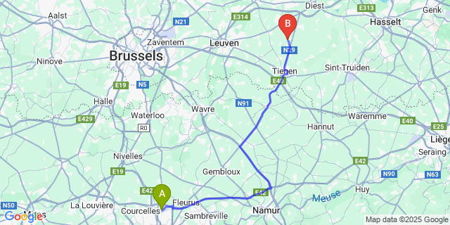 Map: Charleroi Airport Brussels South (CRL) to Kapellen (Vlaams-Brabant)