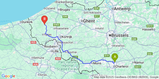 Map: Charleroi Airport Brussels South (CRL) to Klerken
