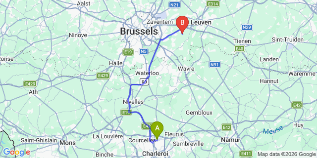 Map: Charleroi Airport Brussels South (CRL) to Krimpen aan den IJssel