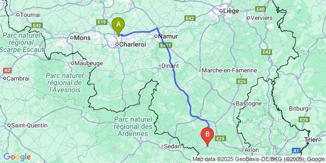 Map: Charleroi Airport Brussels South (CRL) to Les Bulles