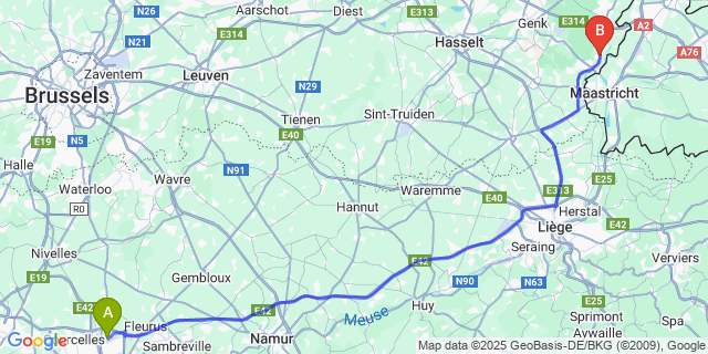 Map: Charleroi Airport Brussels South (CRL) to Neerharen