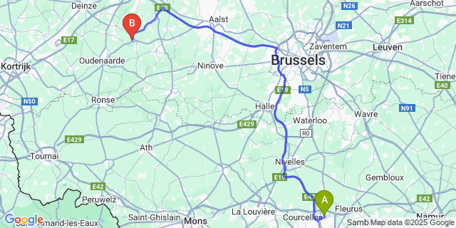 Map: Charleroi Airport Brussels South (CRL) to Paulatem