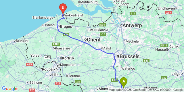 Map: Charleroi Airport Brussels South (CRL) to Reulx
