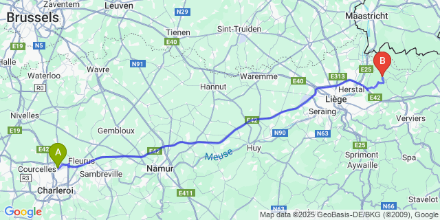Map: Charleroi Airport Brussels South (CRL) to Saint-André
