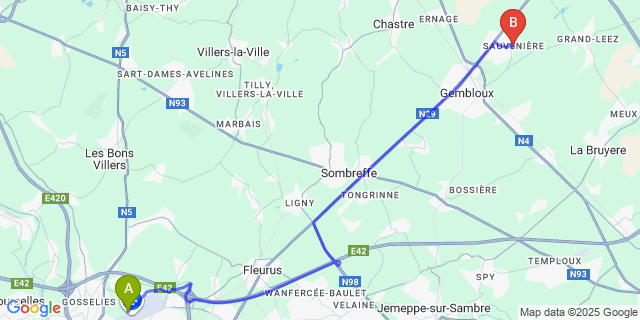 Map: Charleroi Airport Brussels South (CRL) to ???