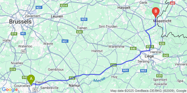 Map: Charleroi Airport Brussels South (CRL) to Veldwezelt