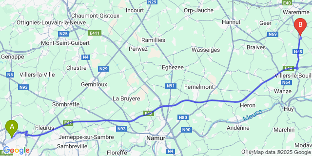 Map: Charleroi Airport Brussels South (CRL) to Viemme
