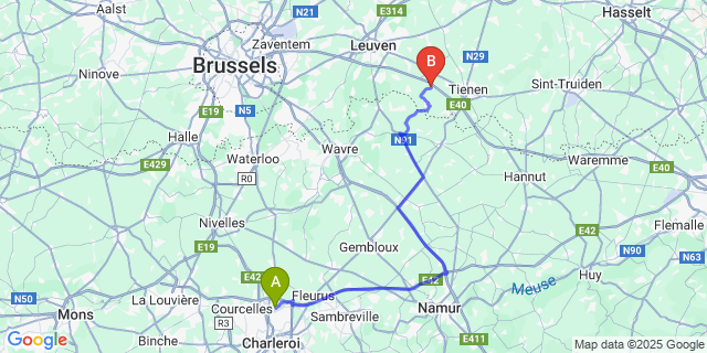 Map: Charleroi Airport Brussels South (CRL) to Willebringen
