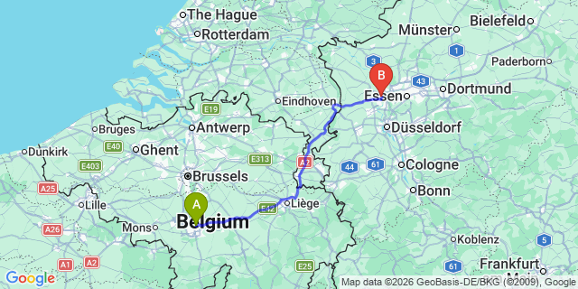 Map: Charleroi Airport Brussels South (CRL) to Winterswijk