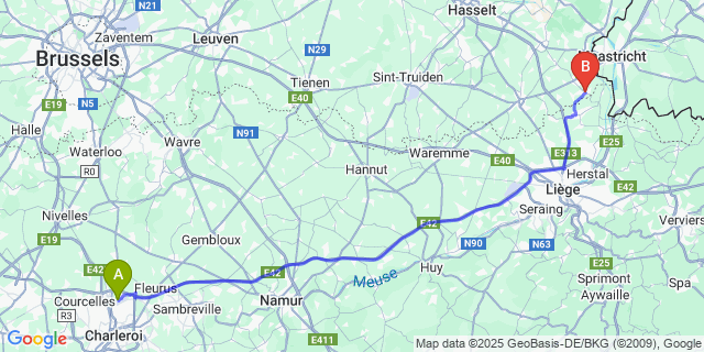 Map: Charleroi Airport Brussels South (CRL) to Zichen-Zussen-Bolder