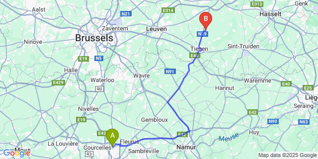 Map: Charleroi Airport Brussels South (CRL) to Zuurbemde
