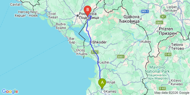 Map: Tirana Airport (TIA) to Durres