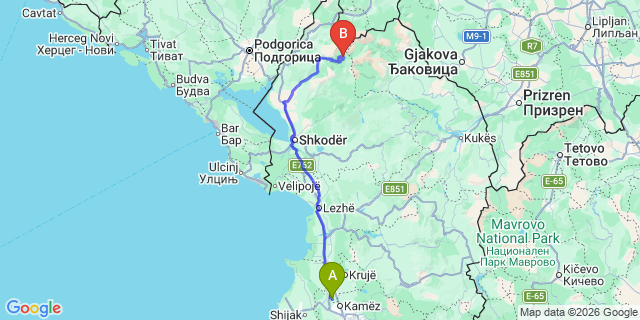 Map: Tirana Airport (TIA) to Tirana city (all areas)
