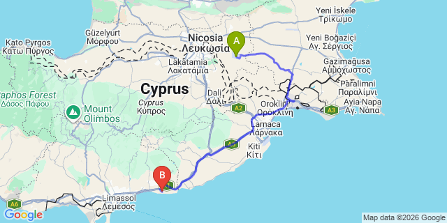 Map: Ercan Airport (ECN) to Alsancak