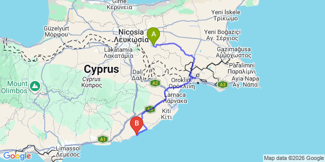 Map: Ercan Airport (ECN) to Chelsey