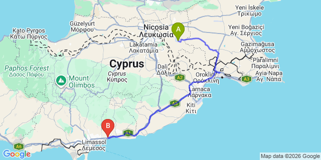 Map: Ercan Airport (ECN) to Karsiyaka