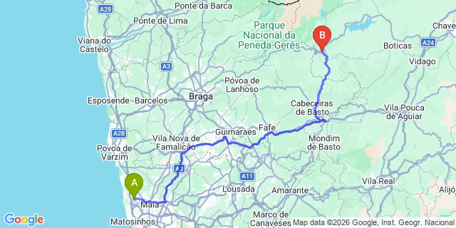 Map: Porto Airport (OPO) to Venda Nova